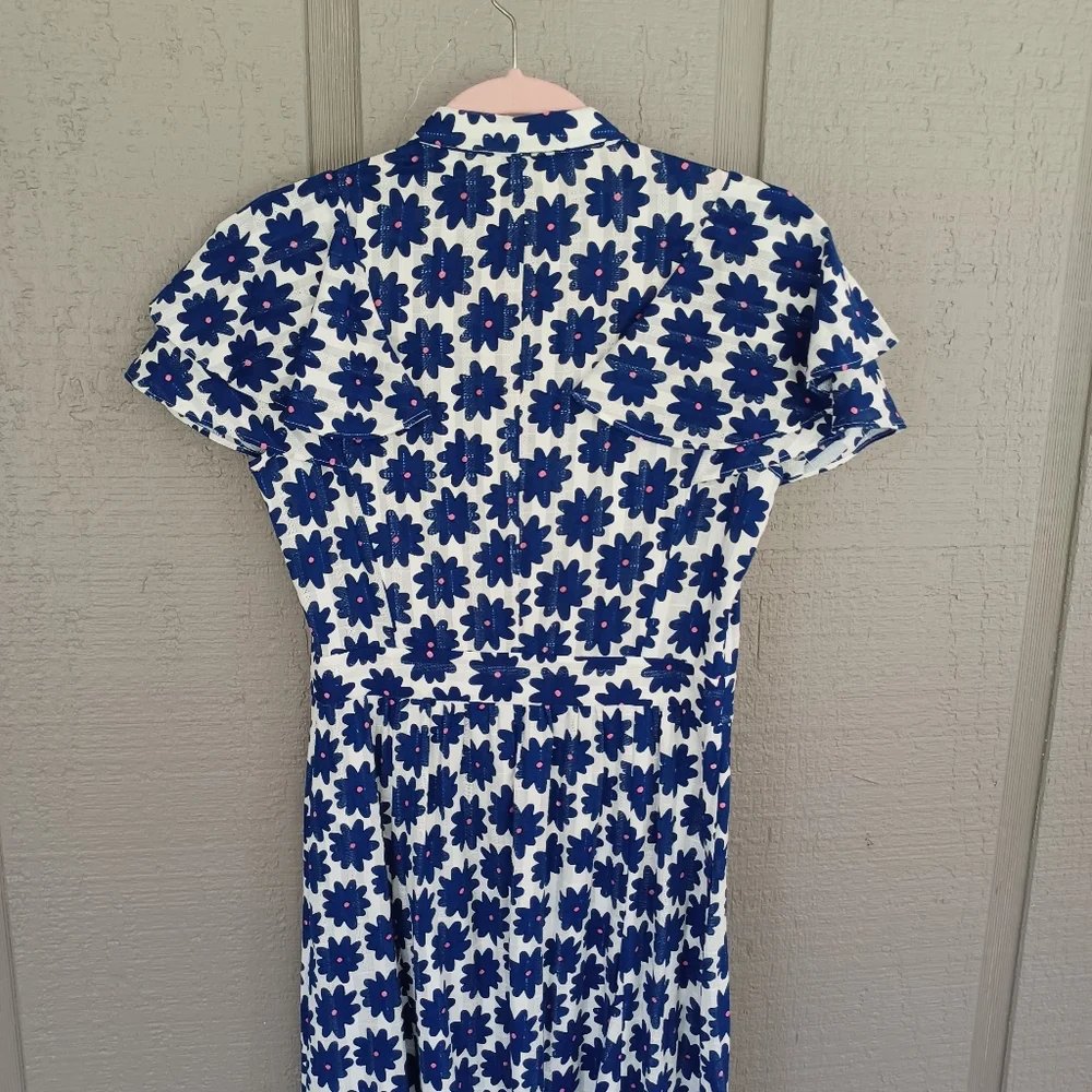 Diane Von Furstenberg Floral Cotton Gauze Mini Shirt Dress Size 4 Women Preppy